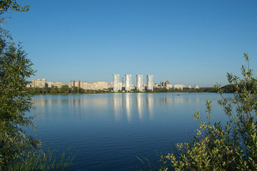 Fototapeta na wymiar View of river in city.