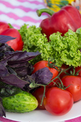 Vegetables in a plate, close up.