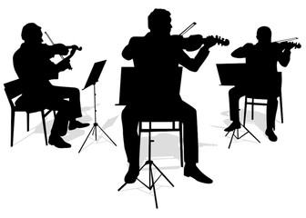  musicians playing violins