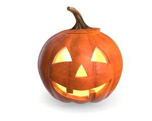 3D render of Scary Halloween Pumpkin Head isolated on white.