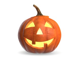 3D render of Scary Halloween Pumpkin Head isolated on white.