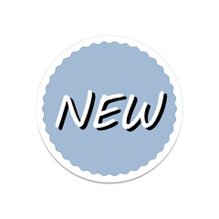 Blue sticker with text NEW. Vector illustration.