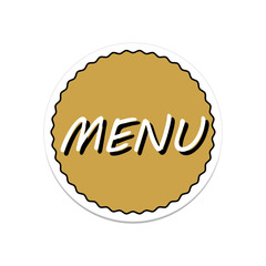 Golden round sticker with the text MENU. Vector illustration.