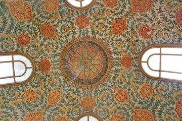 Ceiling decoration of palace in oriental style in Istanbul, Turkey