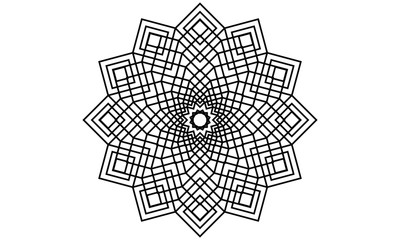 Black line vector mandala on white background