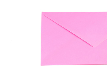 Pink envelope isolated on white background.Copy space