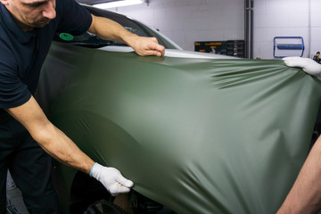 Car Wrapping with green wrapping Foil