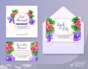 Wedding Cards Set with Anemone Flowers Decoration