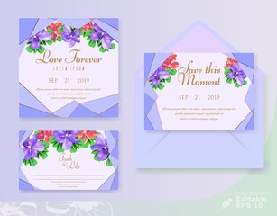 Floral Decorative Invitation Cards Set to Wedding