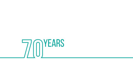 70 years anniversary or birthday. Linear outline graphics. Can be used for printing materials, brouchures, covers, reports. Stock Vector illustration isolated on white background