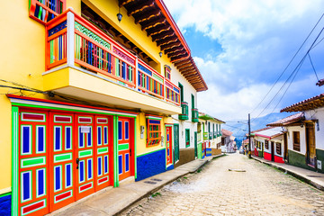 View on Jerico, Colombia, Antioquia, streets of the colonial city, Colombia
