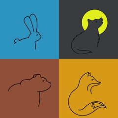 Animal Emblem Collection. Bear , Hare , Wolf and Fox