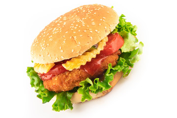 studio shoot delicious  chicken burger