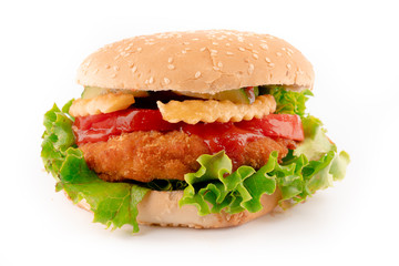 studio shoot delicious  chicken burger