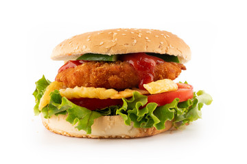 studio shoot delicious  chicken burger