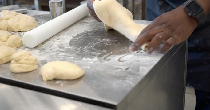 dough stuck to the metal table, 4K DCI ProRes 4444