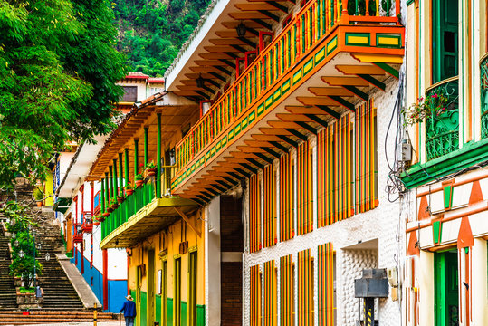View on Jerico, Colombia, Antioquia, streets of the colonial city, located in the southwest of Antioquia, Colombia