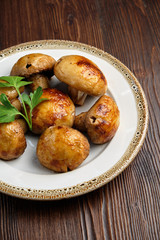 Grilled champignons . restaurant menu 