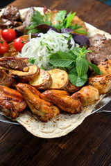 BBQ on pita bread. restaurant menu