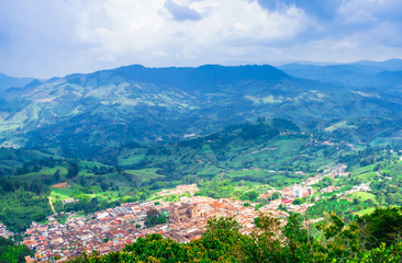 View on aerial view of village Jerico antioquia, Colombia