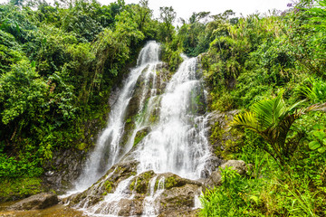 View on waterfall next to the village of Jardin in Colombia