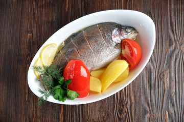Salty slave with a side dish and vegetables . restaurant menu