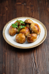 Grilled champignons . restaurant menu 