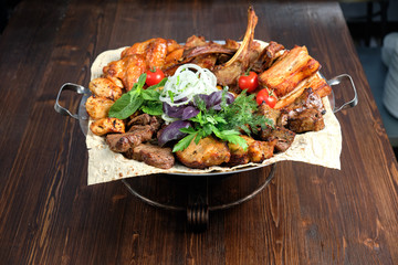 BBQ on pita bread. restaurant menu