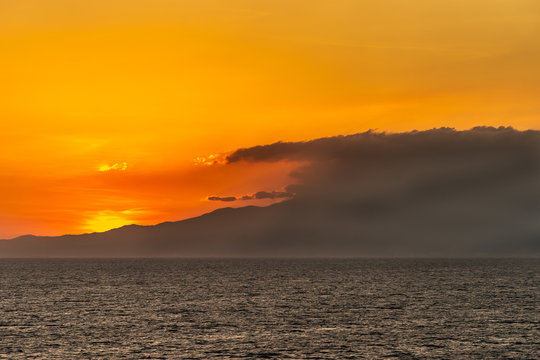 Bataan Province, Philippines - March 5, 2019: Shot 6/6 from Manila Bay on Mount Mariveles, dormant volcano during sunset.