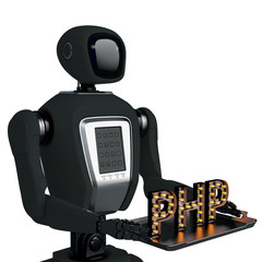 waiter robot holding a php script side view