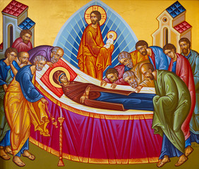 Vranov, Slovakia. 2019/8/22. Icon of the Dormition of the Theotokos – the Blessed Mother of God. Chapel of the Convent of the Holy Trinity in Lomnica, Vranov nad Toplou, Slovakia. © Adam Ján Figeľ