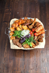 BBQ on pita bread. restaurant menu