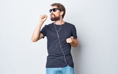 Fototapeta premium young man with headphones listening to music