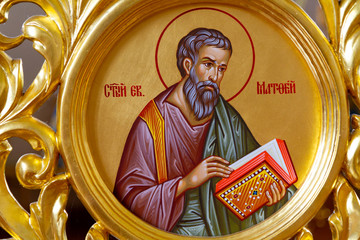 Vranov, Slovakia. 2019/8/22. Icon of the Saint Matthew the Evangelist (Matthew the Apostle or...