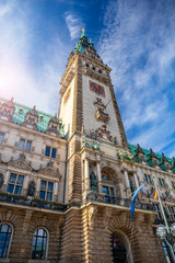 Hamburg city center with town hall,  Germany