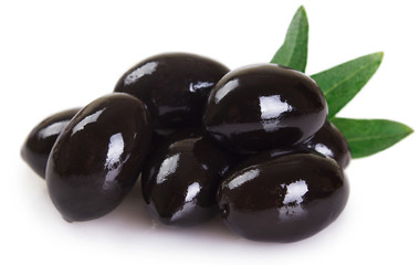 Black olives on white background