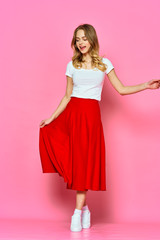 Beautiful Woman Red Dress Studio