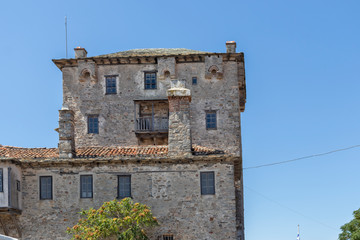 The old tower in town of Ouranopoli, Greece