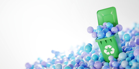 Plastic waste and recycle problem concept, original 3d rendering