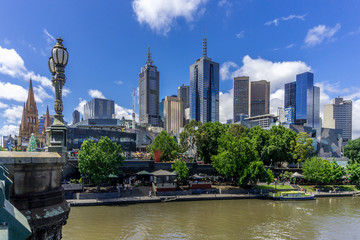Melbourne skyline along Yarra River, Victoria, Australia