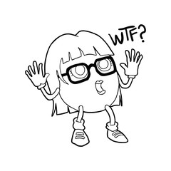 surprised woman expression and wtf message