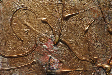 Relief technique in painting. The mix of gold shades. The effect of metal oxidation.