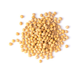 Close up Soybean isolated on a white background. top view