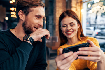 young couple in cafe