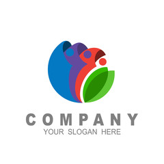 creative human concept logo design template, circle and family icon, human care logo illustration