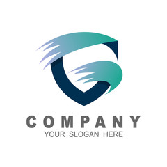 Letter g with shield logo combination, simple logo, security con