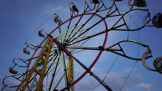 Spinning carnival ride at mountain state fair