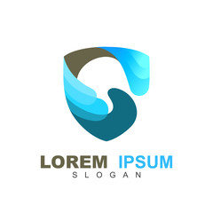 shield letter g logo design template, wave logo , sea and water drop logo illustration