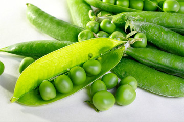 the pods of garden peas homemade closeup