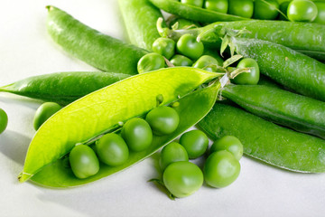 the pods of garden peas homemade closeup